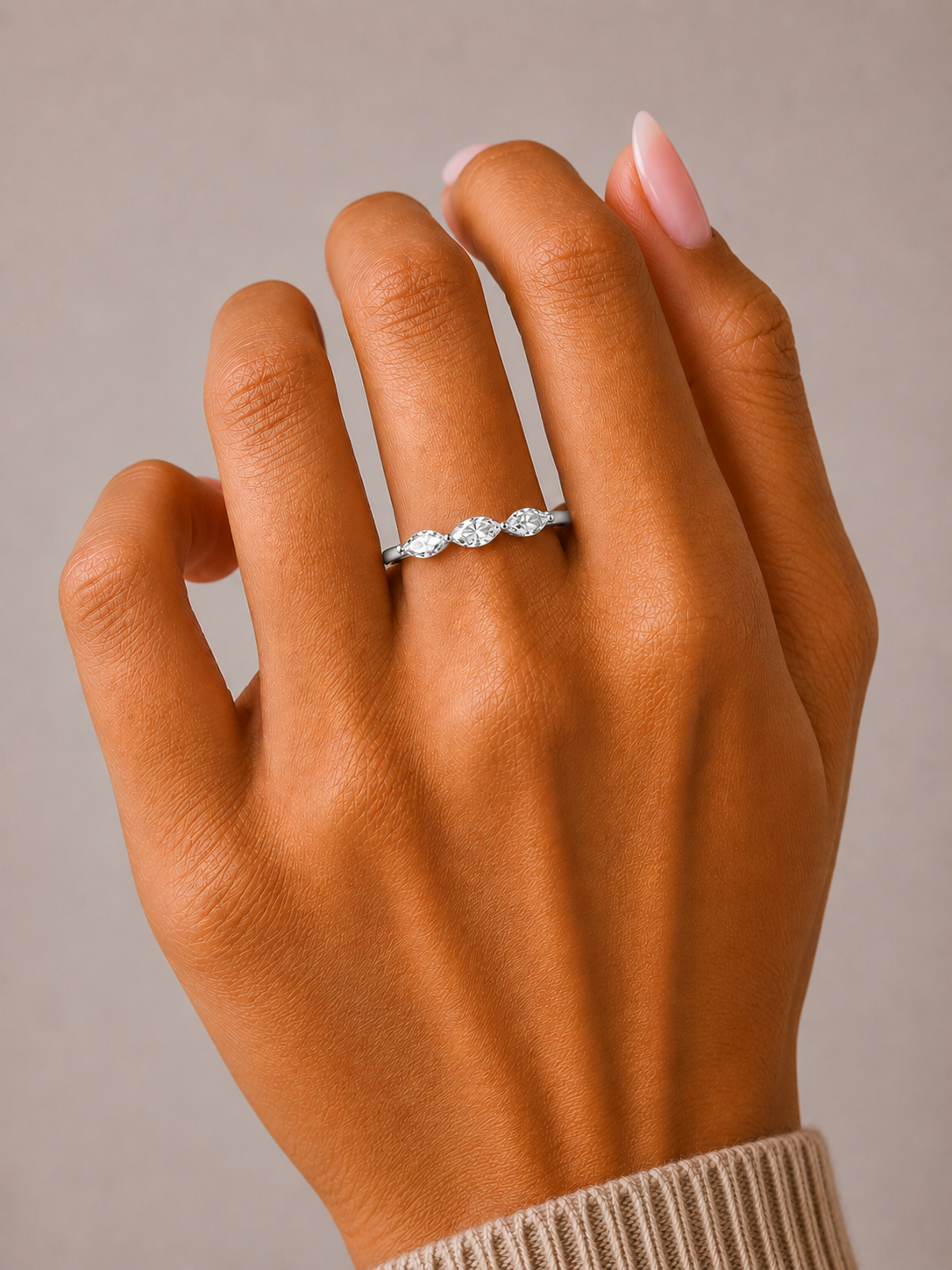 Marquise Diamond Band Ring For Her In 14 KT Gold Elegant Style For Everyday Use - HIGHCARAT DIAMONDS