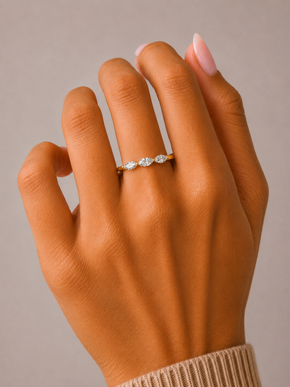 Marquise Diamond Band Ring For Her In 14 KT Gold Elegant Style For Everyday Use - HIGHCARAT DIAMONDS