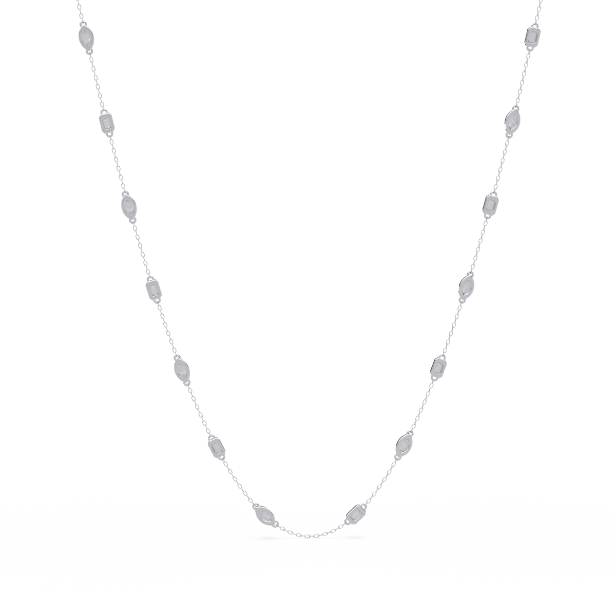 Marquise & Emerald Cut Lab Grown Diamond Station Necklace - HIGHCARAT DIAMONDS