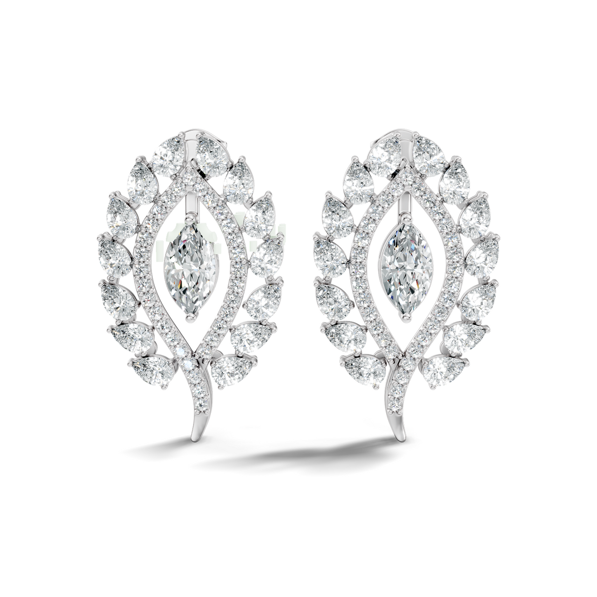Round, Marquise & Pear Shape Lab Grown Diamond 14k Solid Gold Stunning Diamond Earrings For Wedding Wear - HIGHCARAT DIAMONDS