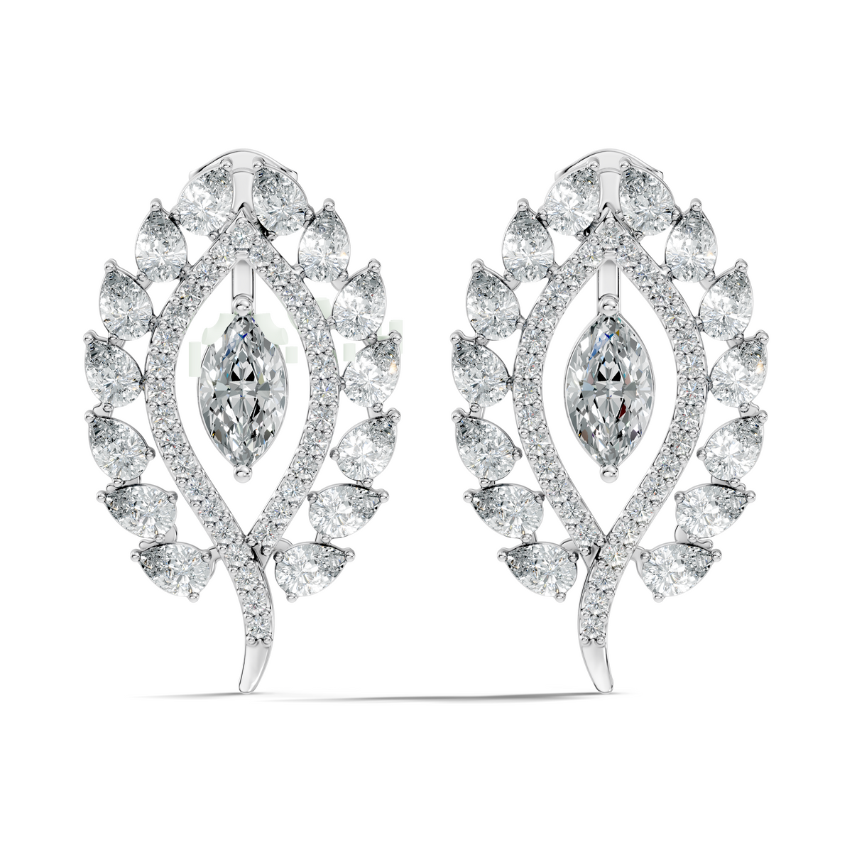 Round, Marquise & Pear Shape Lab Grown Diamond 14k Solid Gold Stunning Diamond Earrings For Wedding Wear - HIGHCARAT DIAMONDS