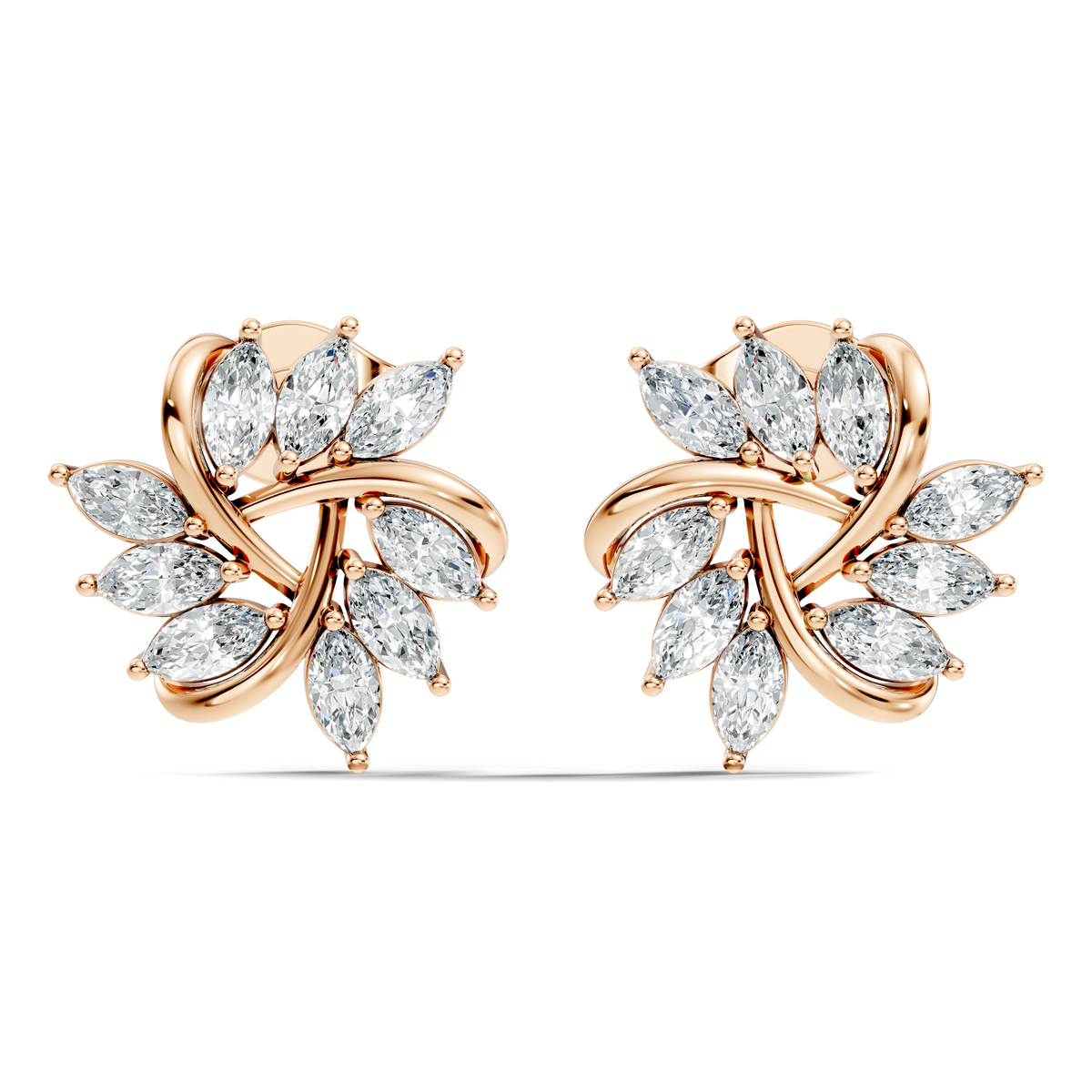 Women's 14K Gold Marquise Labgrown Diamond  Vintage Stud Earrings For Women's - HIGHCARAT DIAMONDS