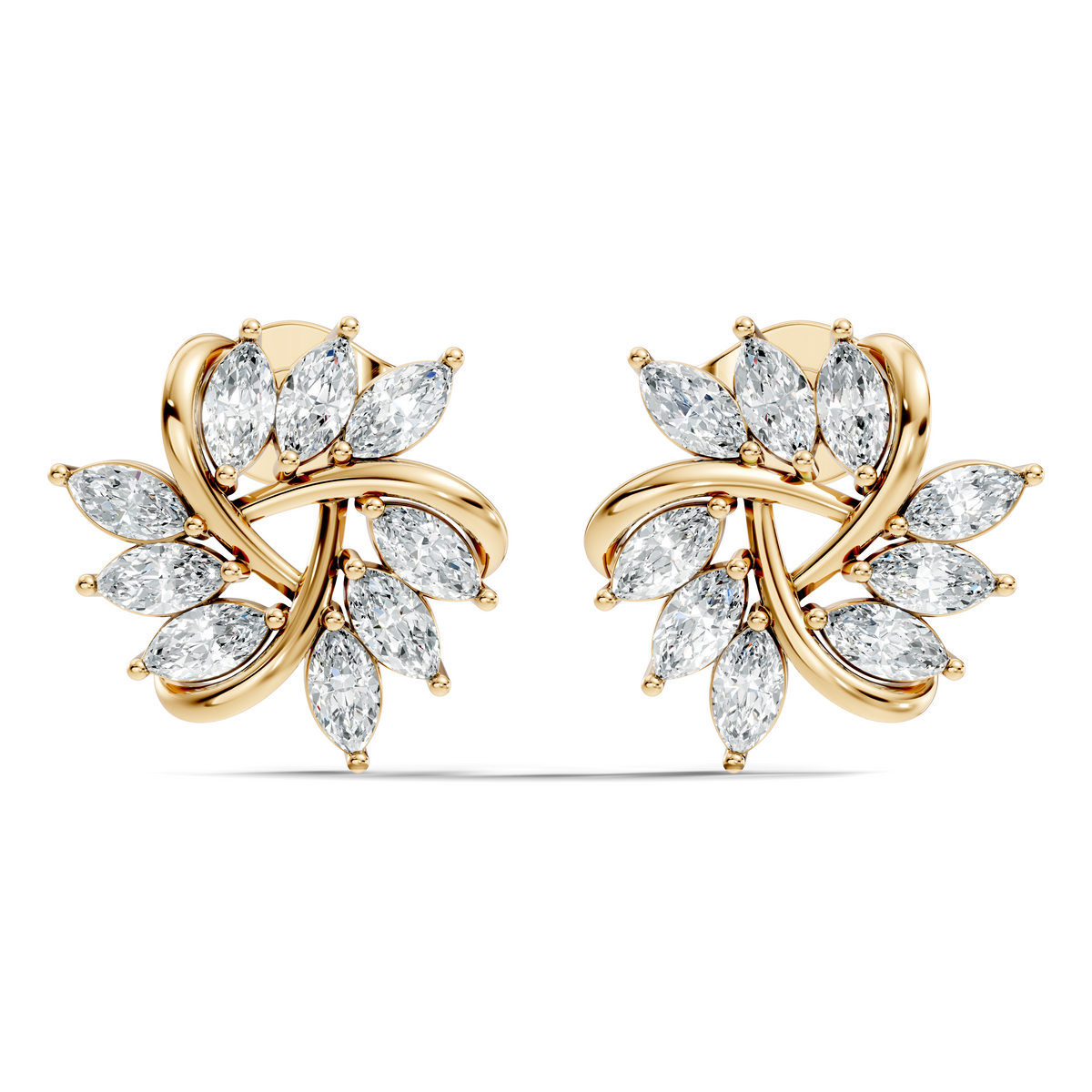 Women's 14K Gold Marquise Labgrown Diamond  Vintage Stud Earrings For Women's - HIGHCARAT DIAMONDS