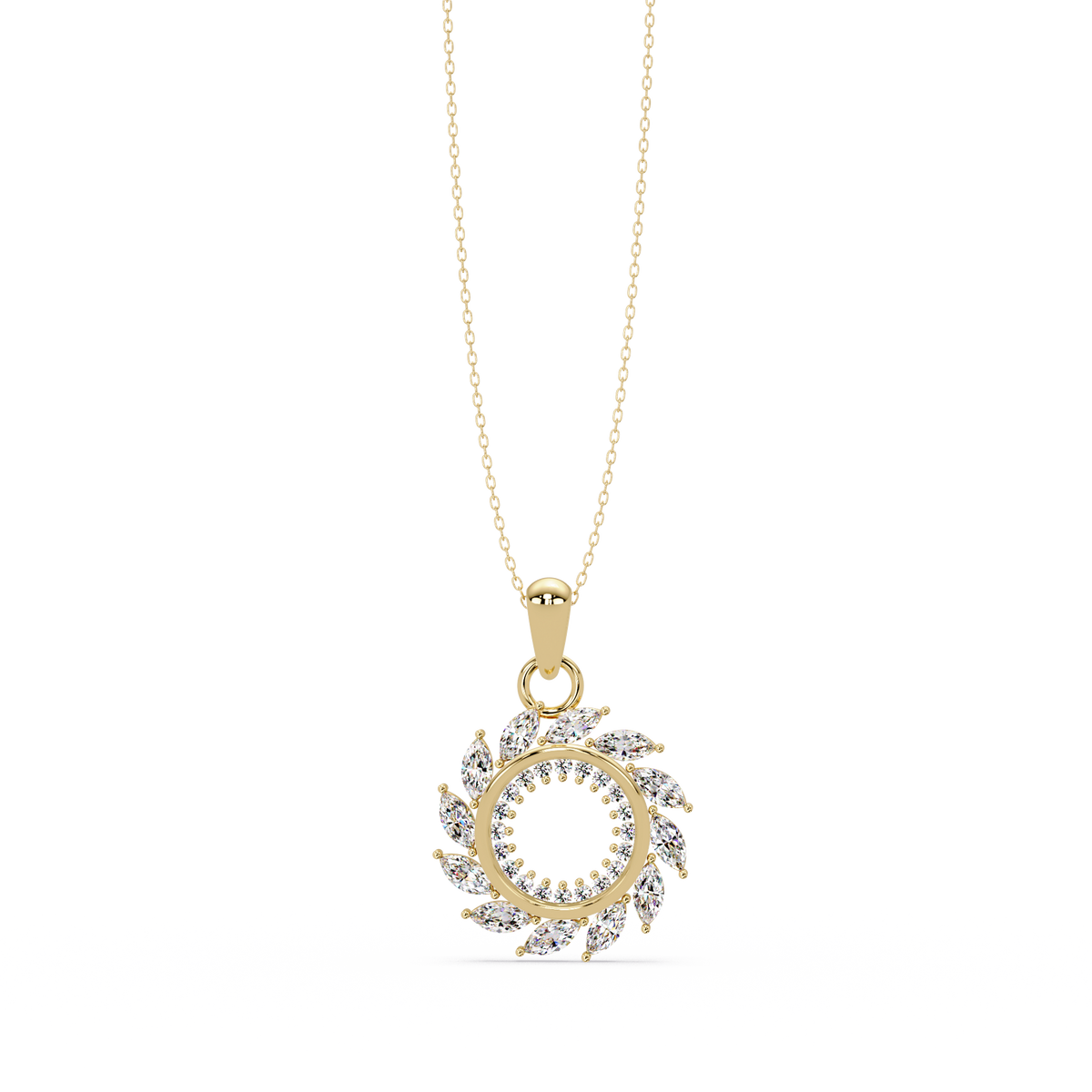 Marquise Lab Grown Diamond Swirl Circle Pendant - HIGHCARAT DIAMONDS