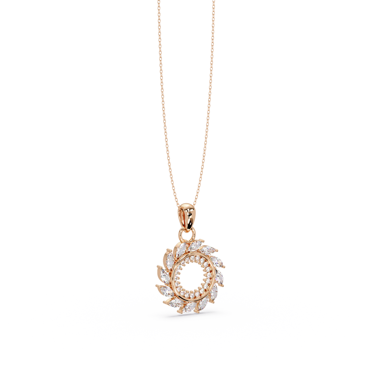 Marquise Lab Grown Diamond Swirl Circle Pendant - HIGHCARAT DIAMONDS