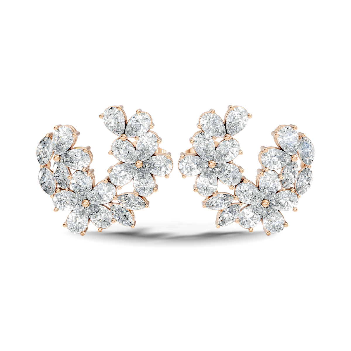 3.89 Ct Stunning Marquise And Pear Diamond Floral Stud Earrings Daliy Wear Earring For Women - HIGHCARAT DIAMONDS