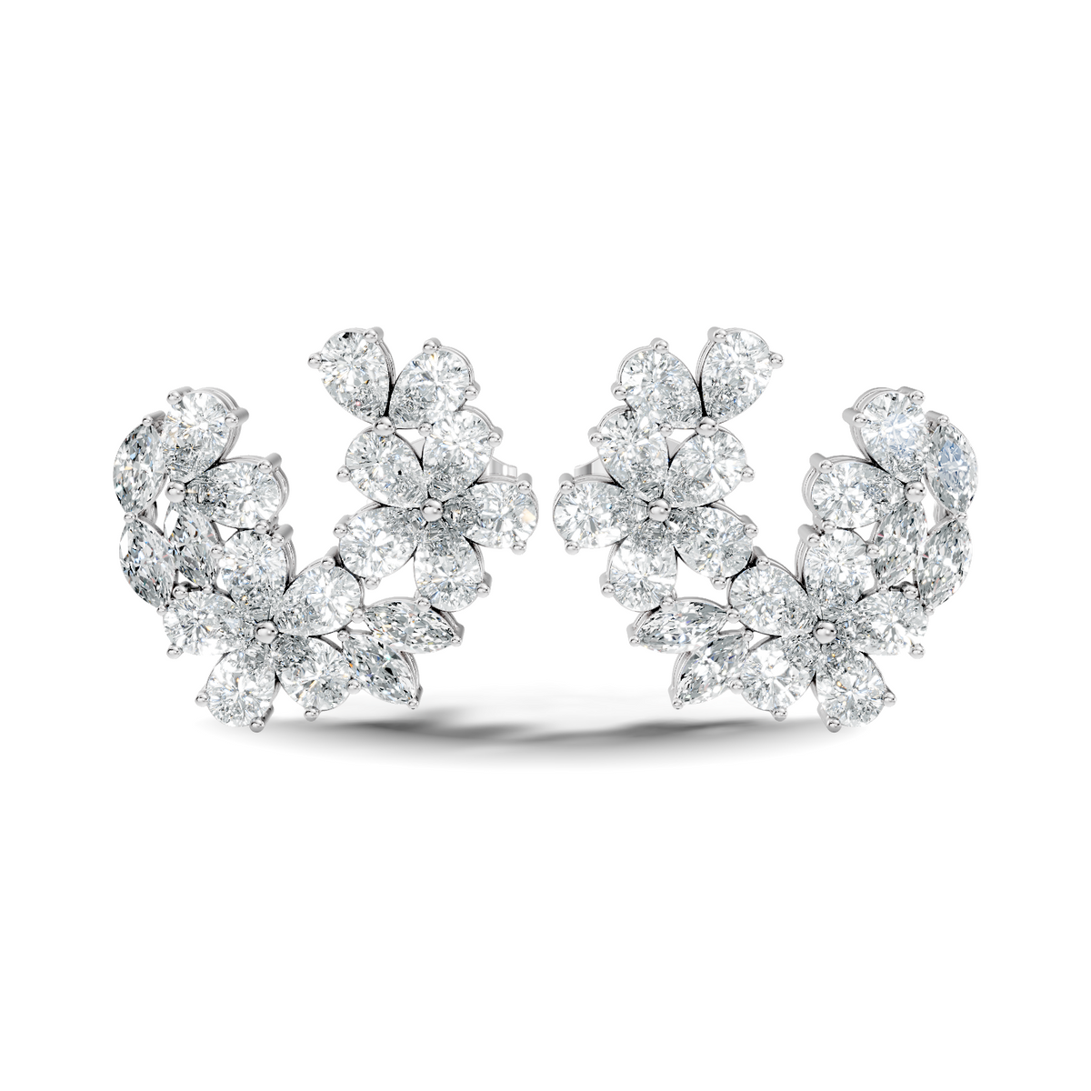 3.89 Ct Stunning Marquise And Pear Diamond Floral Stud Earrings Daliy Wear Earring For Women - HIGHCARAT DIAMONDS