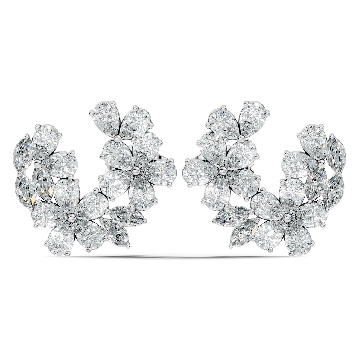 3.89 Ct Stunning Marquise And Pear Diamond Floral Stud Earrings Daliy Wear Earring For Women - HIGHCARAT DIAMONDS
