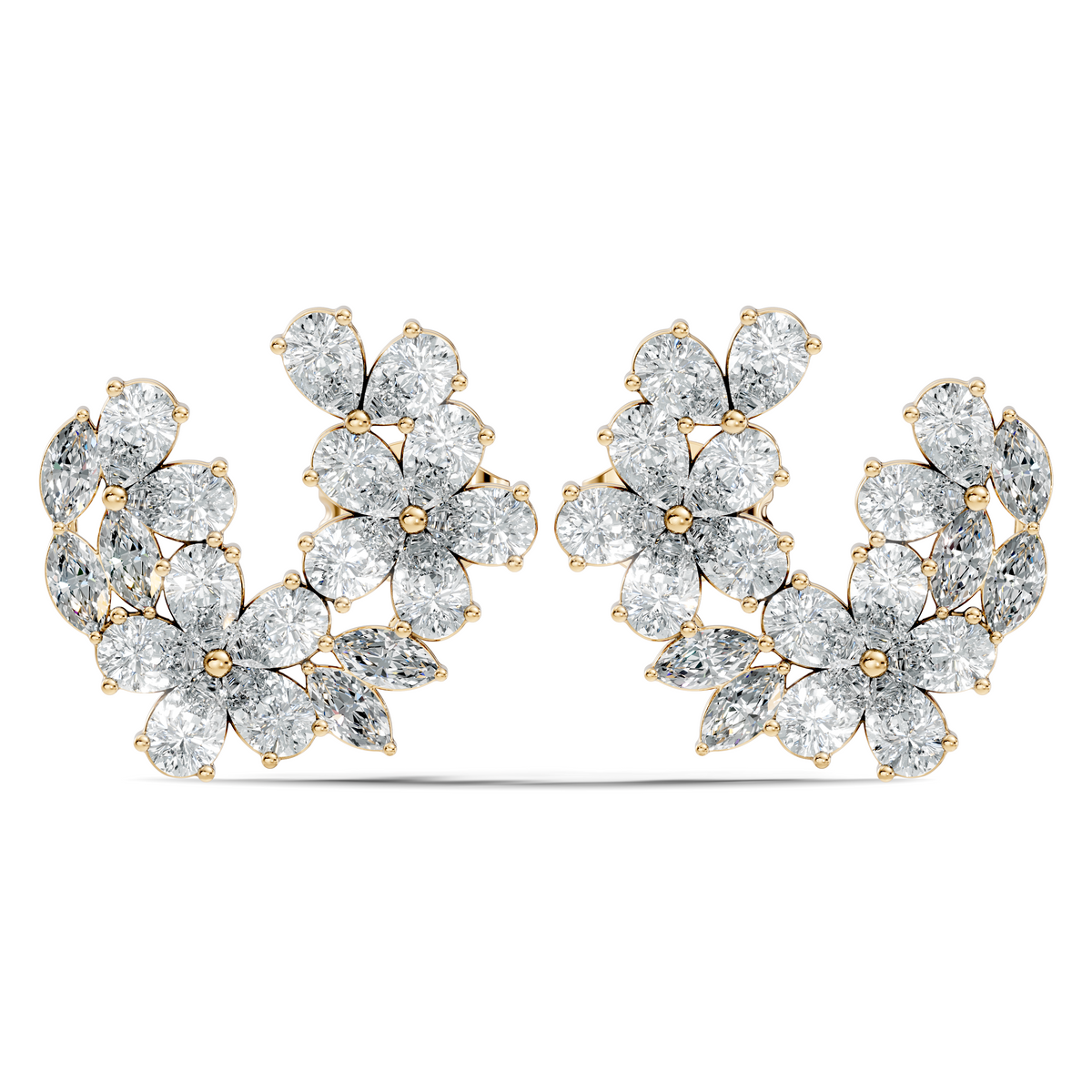 3.89 Ct Stunning Marquise And Pear Diamond Floral Stud Earrings Daliy Wear Earring For Women - HIGHCARAT DIAMONDS
