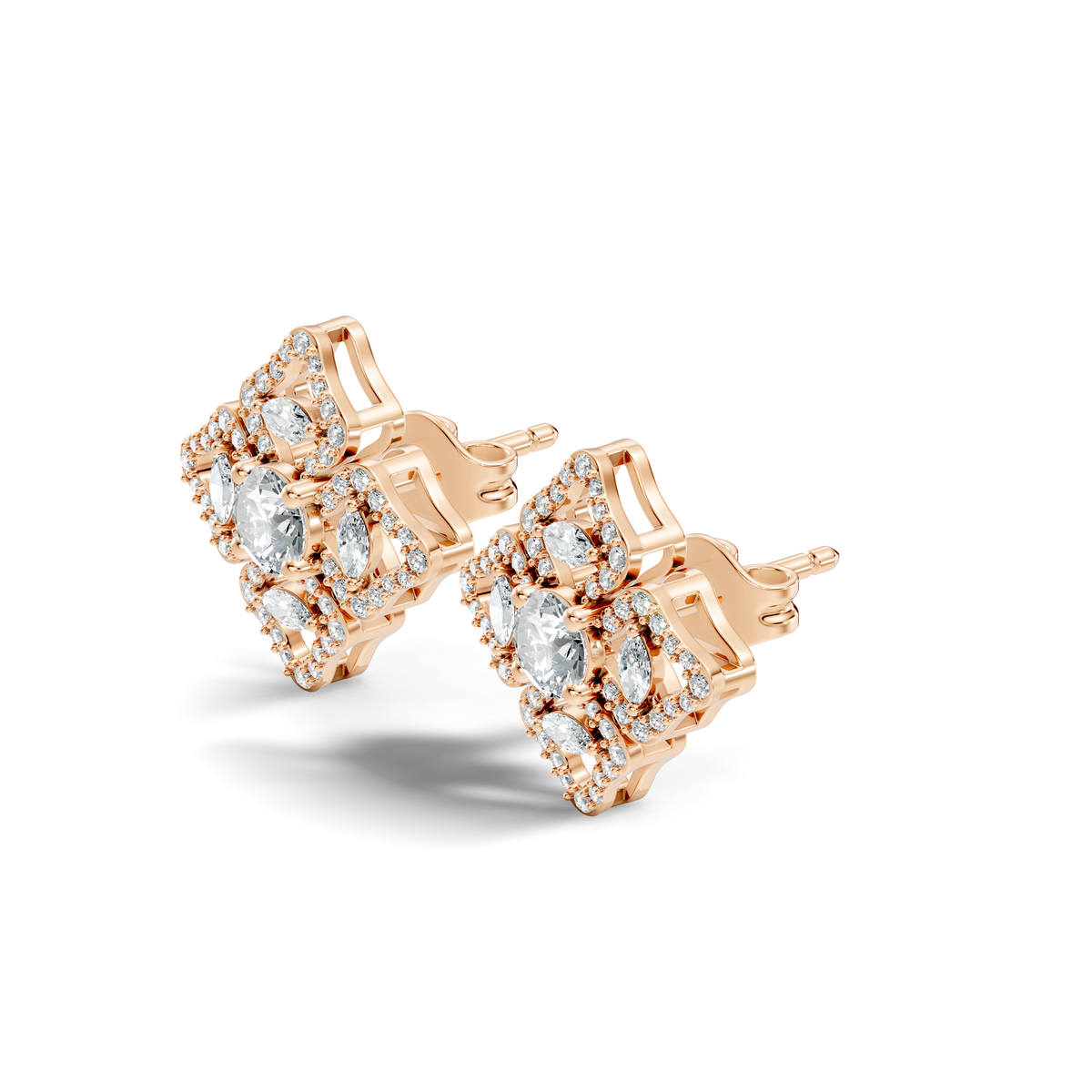 Luxury 3.03 Ct Vintage Lab-Grown Diamond Studs In 14K White Gold Settings - HIGHCARAT DIAMONDS