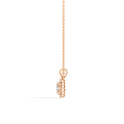 14K Solid Gold Vintage Halo Pendant with Marquise Cut Lab-Grown Diamond - HIGHCARAT DIAMONDS