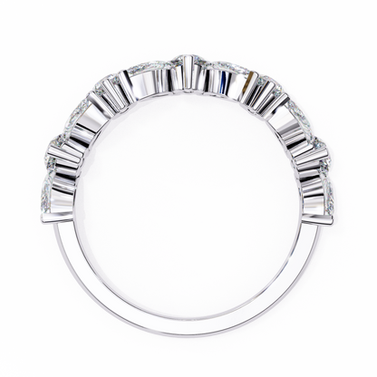 Marquise And Round Cut Diamond Half Eternity Elegance Antique Timeless Sparkling Engagement Band - HIGHCARAT DIAMONDS