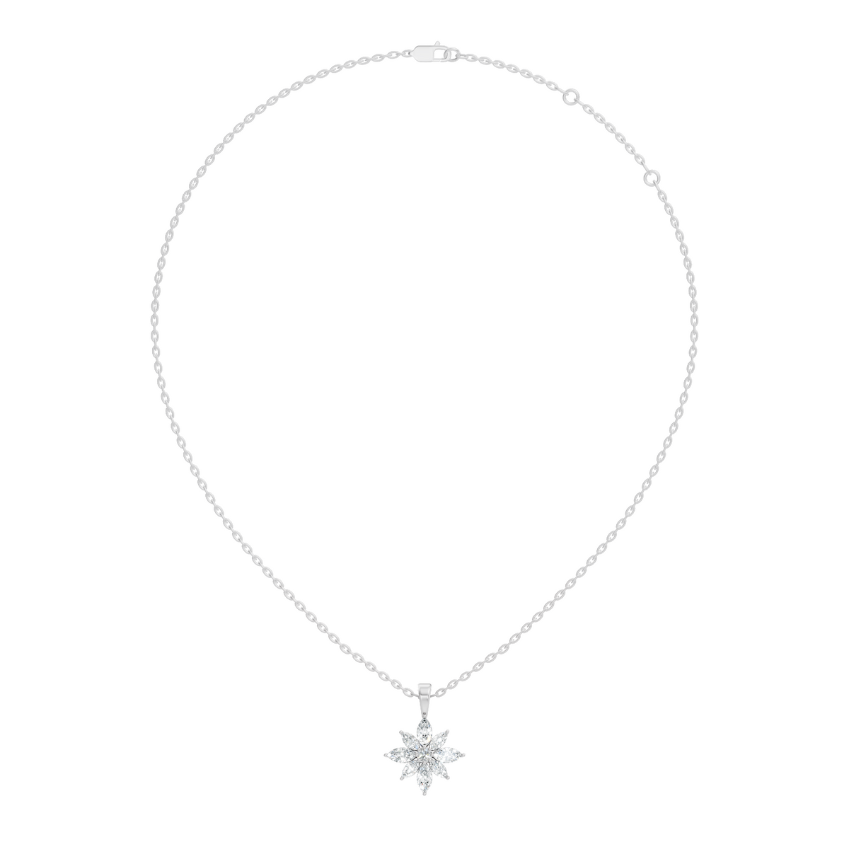 14k Solid Gold Round & Marquise shape Natural-Lab Grown Diamond Elegance Diamond Pendant - HIGHCARAT DIAMONDS