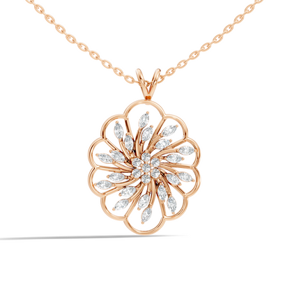 Elegant Vintage Pendant With Marquise & Round Cut Diamond Necklace For Anniversaries - HIGHCARAT DIAMONDS