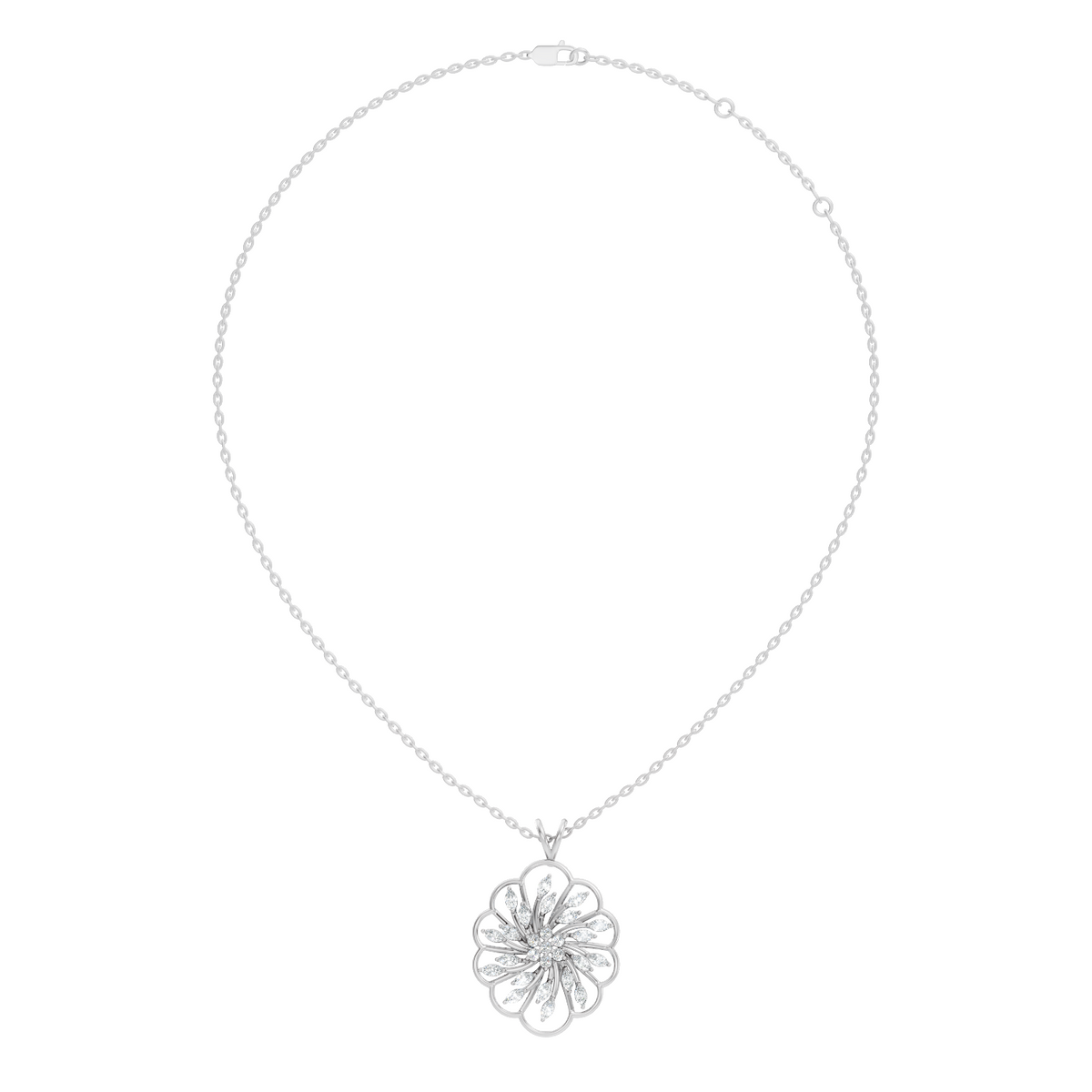 Elegant Vintage Pendant With Marquise & Round Cut Diamond Necklace For Anniversaries - HIGHCARAT DIAMONDS