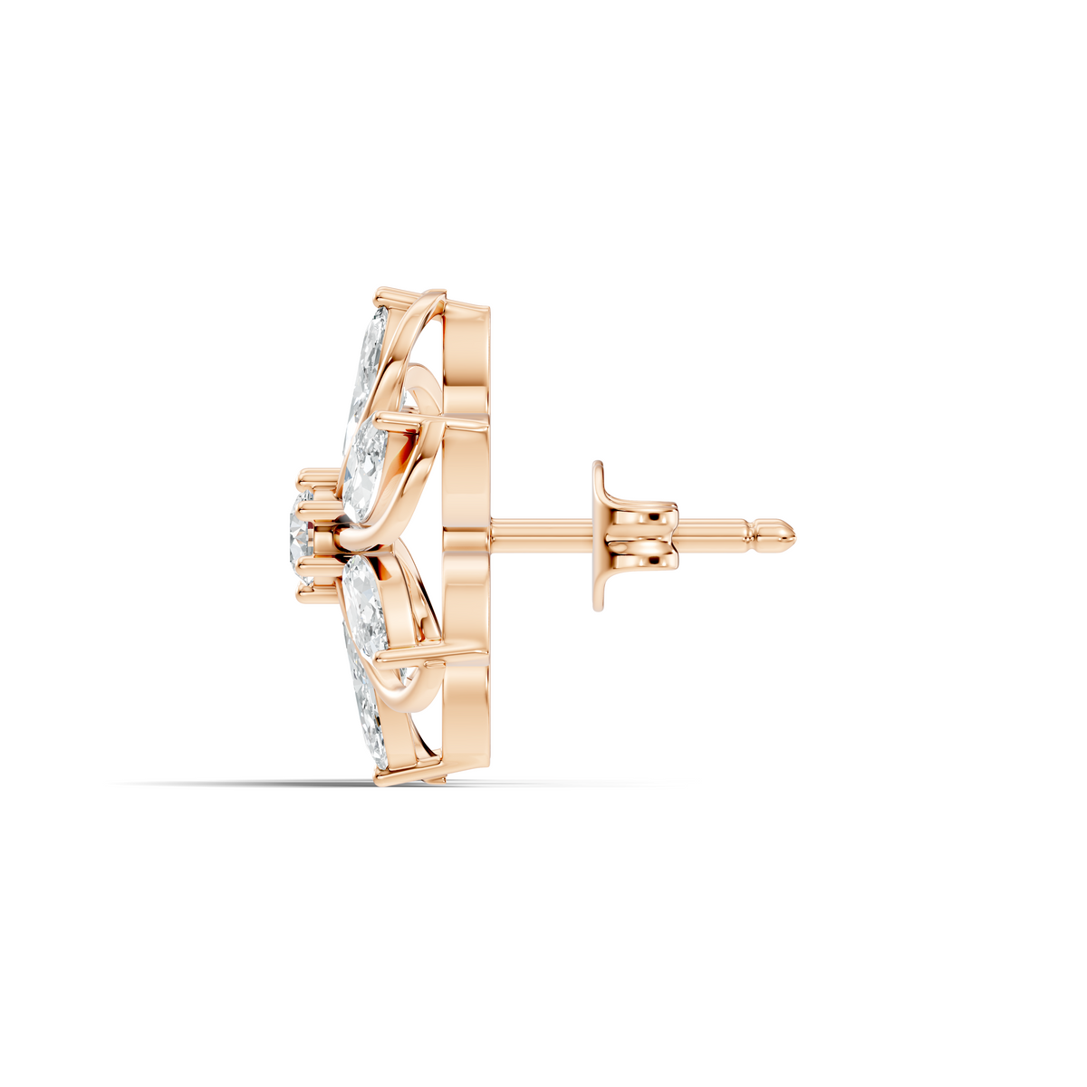 3.24 Ct Marquise & Round Shapes 10k Solid Rose Gold Lab Grown Diamond Classic New Earrings For Her - HIGHCARAT DIAMONDS