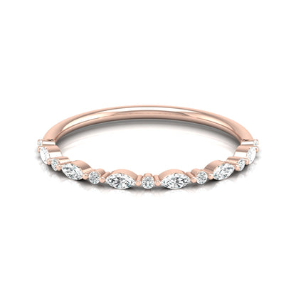 Marquise And Round Cut Lab Or Natural Diamond Ring For Anniversary Gift In 14 KT Solid Gold - HIGHCARAT DIAMONDS