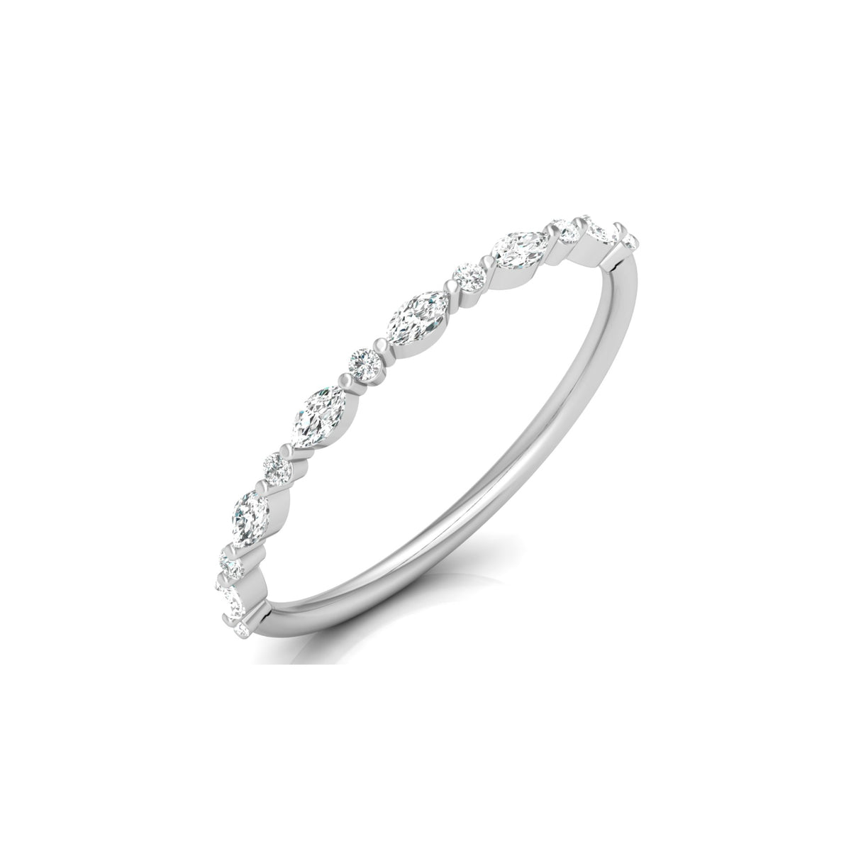 Marquise And Round Cut Lab Or Natural Diamond Ring For Anniversary Gift In 14 KT Solid Gold - HIGHCARAT DIAMONDS