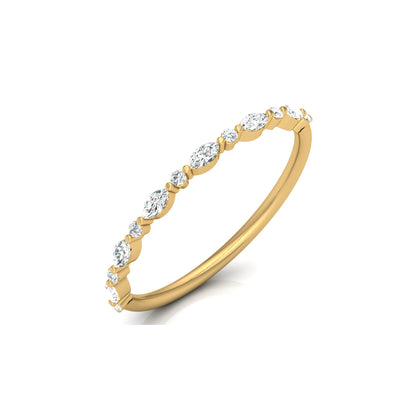 Marquise And Round Cut Lab Or Natural Diamond Ring For Anniversary Gift In 14 KT Solid Gold - HIGHCARAT DIAMONDS