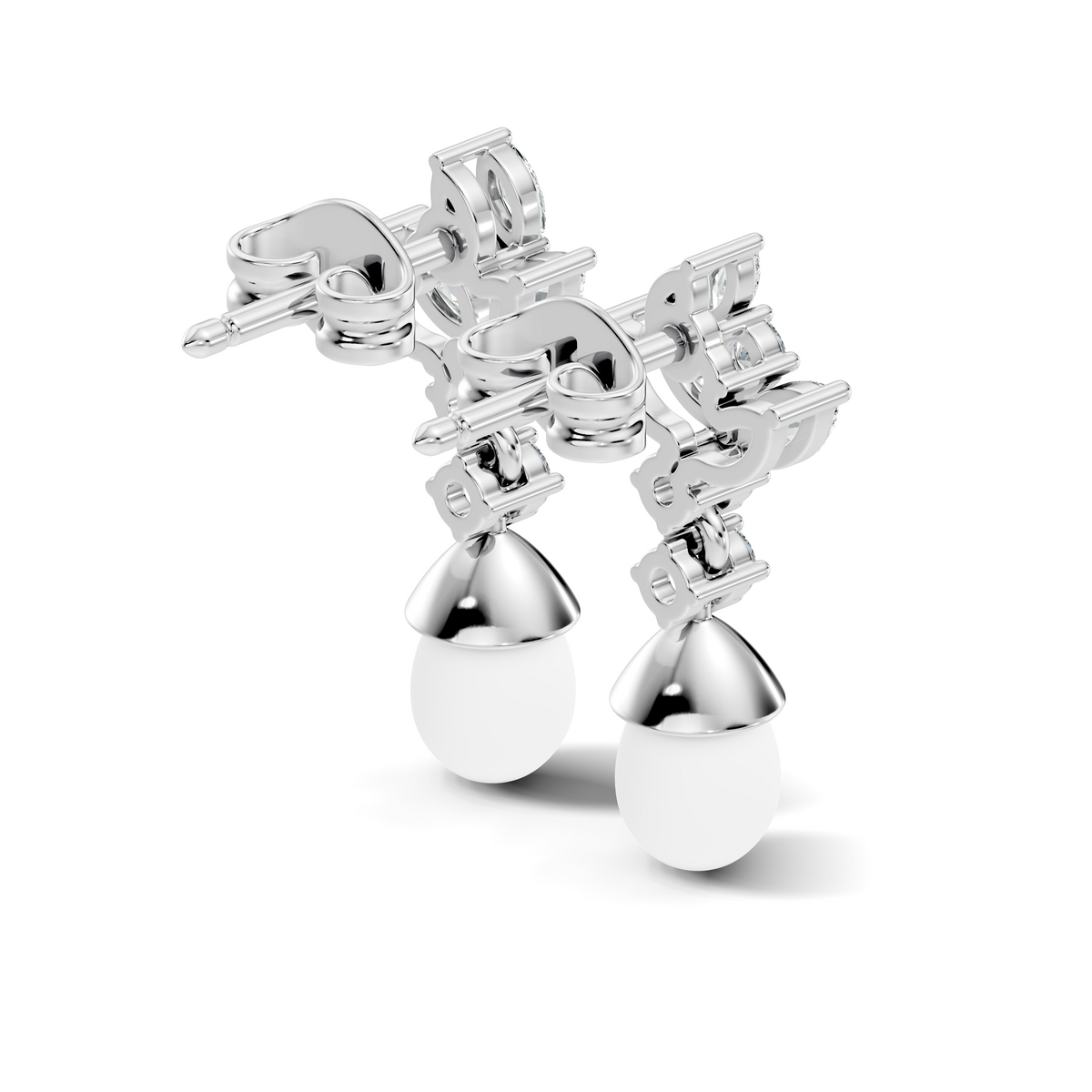 Marquise And Round Shape Natural & Lab grown Diamond dazzling Shinny Diamond Earrings For New Party Wear Look - HIGHCARAT DIAMONDS