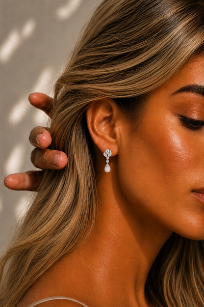 Marquise & Round Lab Grown Diamond Vintage Prong Set Drop Earring - HIGHCARAT DIAMONDS #wearthelook