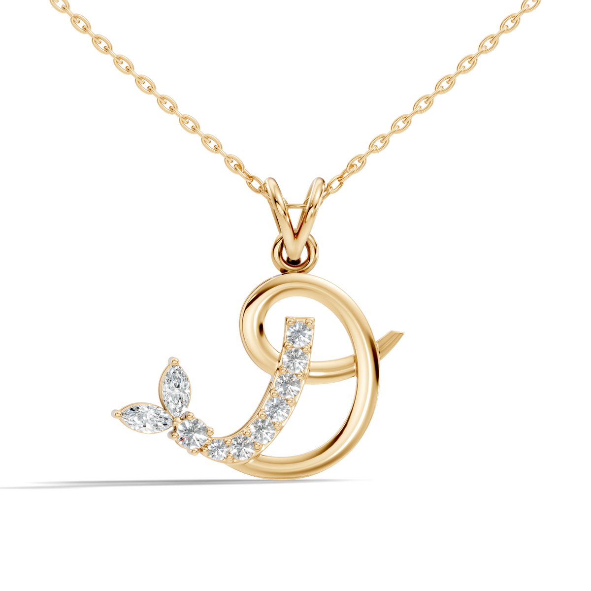 Leaf Swirl Lab-Grown Diamond Pendant 14K Gold Elegant Nature-Inspired Jewelry - HIGHCARAT DIAMONDS