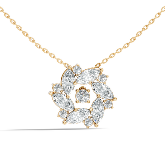 Pear Cut Sparkling Floral Halo Pendant Sustainable Diamond Necklace For Women - HIGHCARAT DIAMONDS