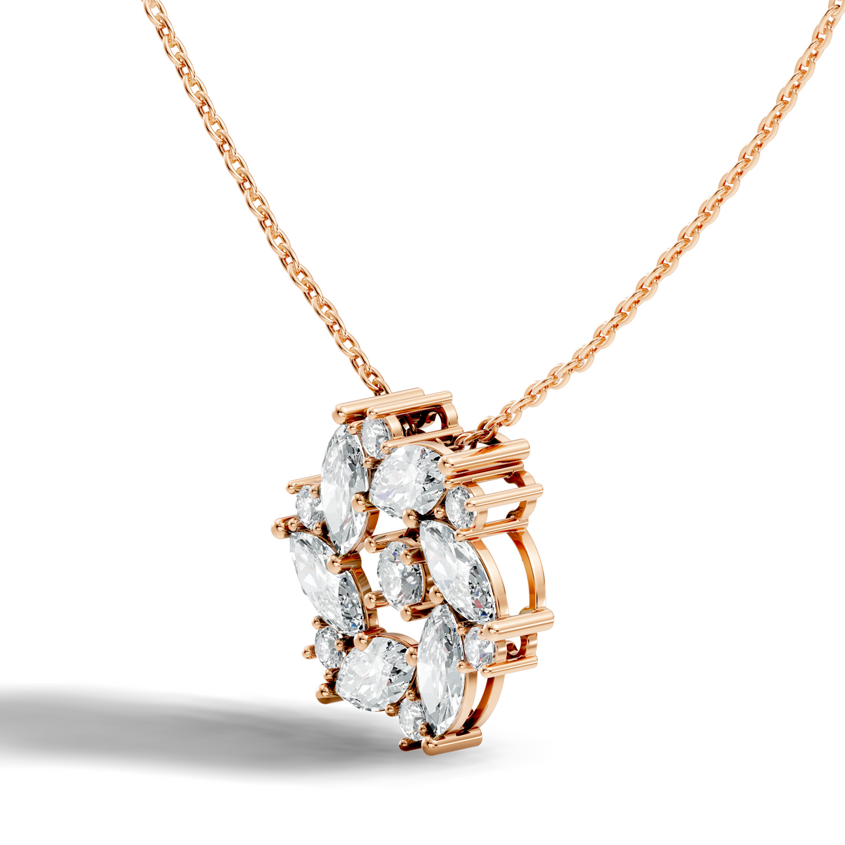 Pear Cut Sparkling Floral Halo Pendant Sustainable Diamond Necklace For Women - HIGHCARAT DIAMONDS