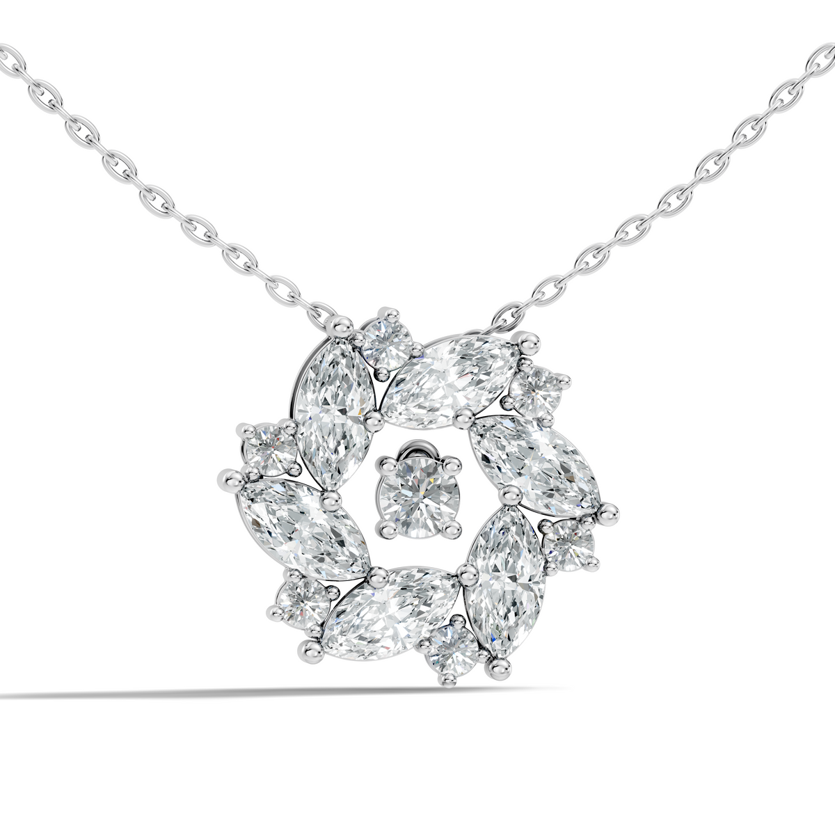 Pear Cut Sparkling Floral Halo Pendant Sustainable Diamond Necklace For Women - HIGHCARAT DIAMONDS