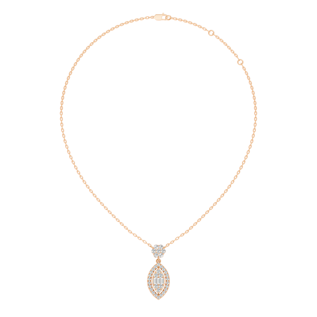 14K Solid Gold Pendant With 0.98 CT Lab-Grown baguette Or Round Diamond Minimalist Jewelry - HIGHCARAT DIAMONDS