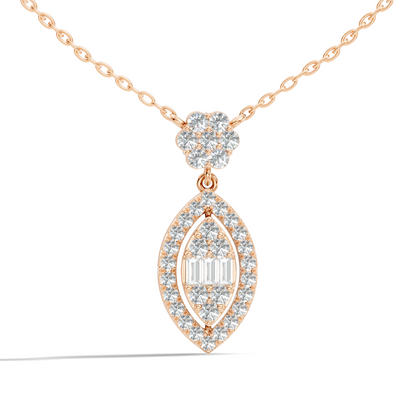 14K Solid Gold Pendant With 0.98 CT Lab-Grown baguette Or Round Diamond Minimalist Jewelry - HIGHCARAT DIAMONDS
