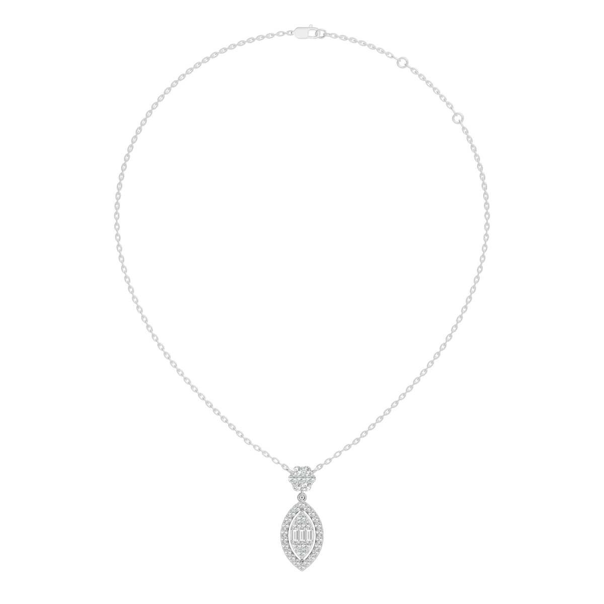 14K Solid Gold Pendant With 0.98 CT Lab-Grown baguette Or Round Diamond Minimalist Jewelry - HIGHCARAT DIAMONDS