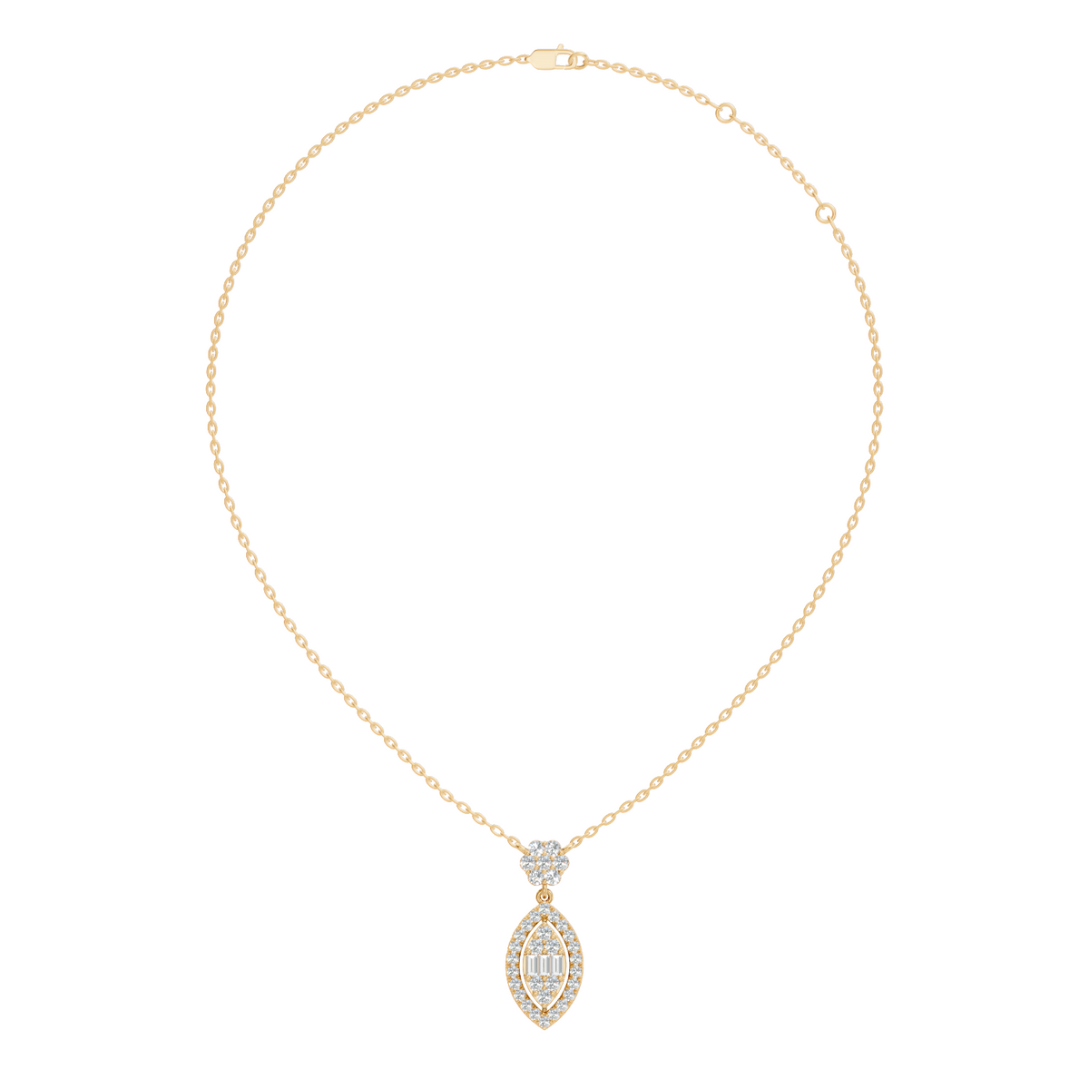 14K Solid Gold Pendant With 0.98 CT Lab-Grown baguette Or Round Diamond Minimalist Jewelry - HIGHCARAT DIAMONDS