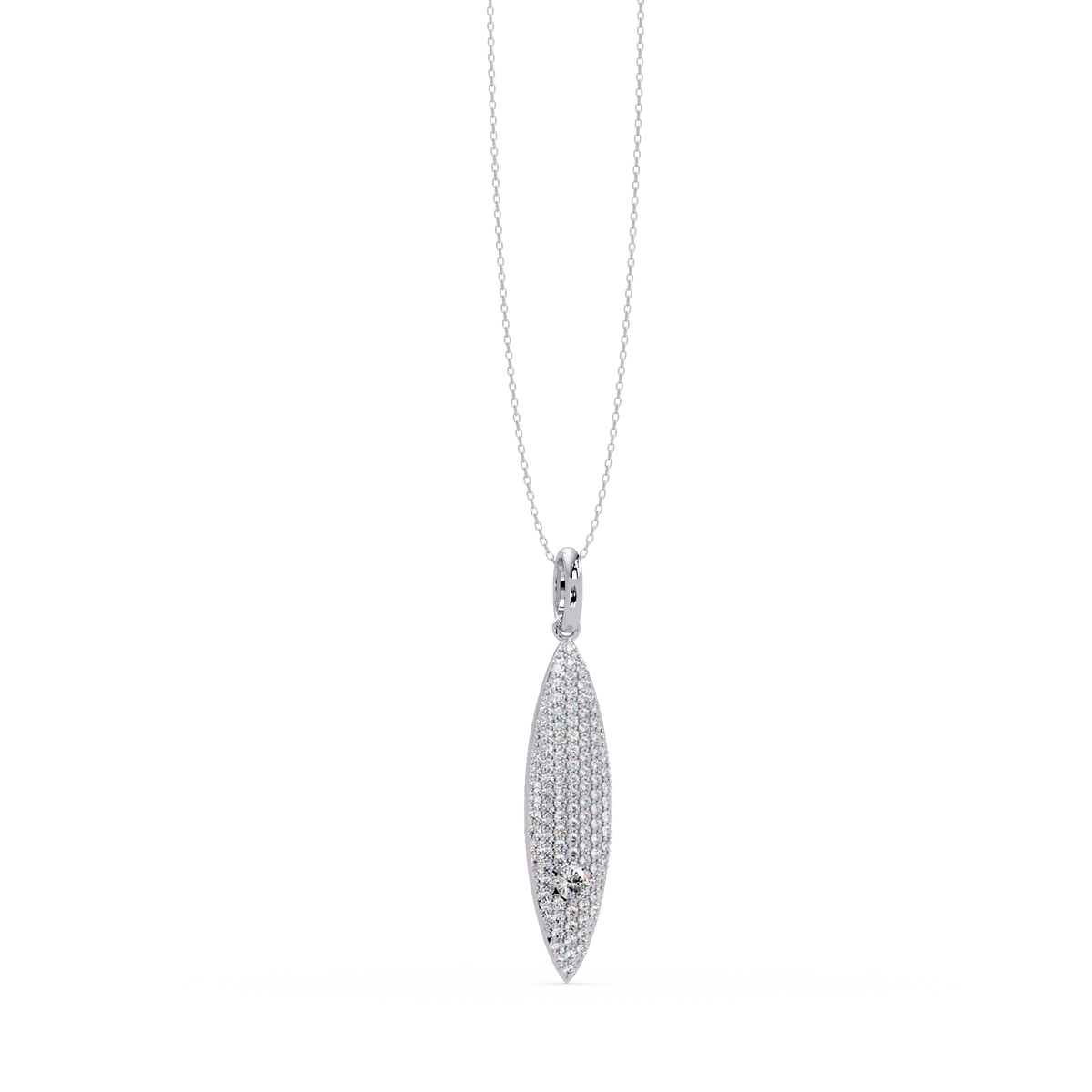 Marquise Shape Pave Lab Grown Diamond Drop Pendant - HIGHCARAT DIAMONDS