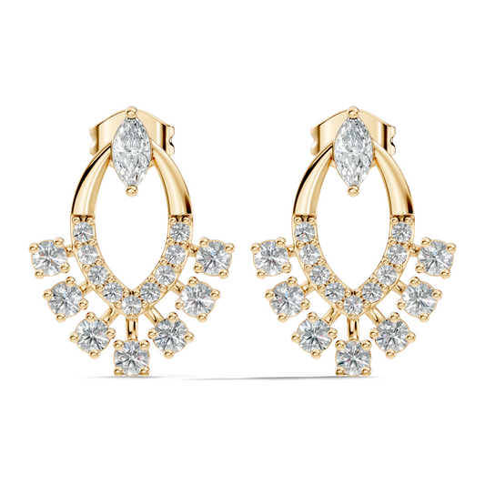 10k Solid Marquise & Round Cut Lab Grown Diamond Shine Dazzling Diamond Earrings For Women - HIGHCARAT DIAMONDS