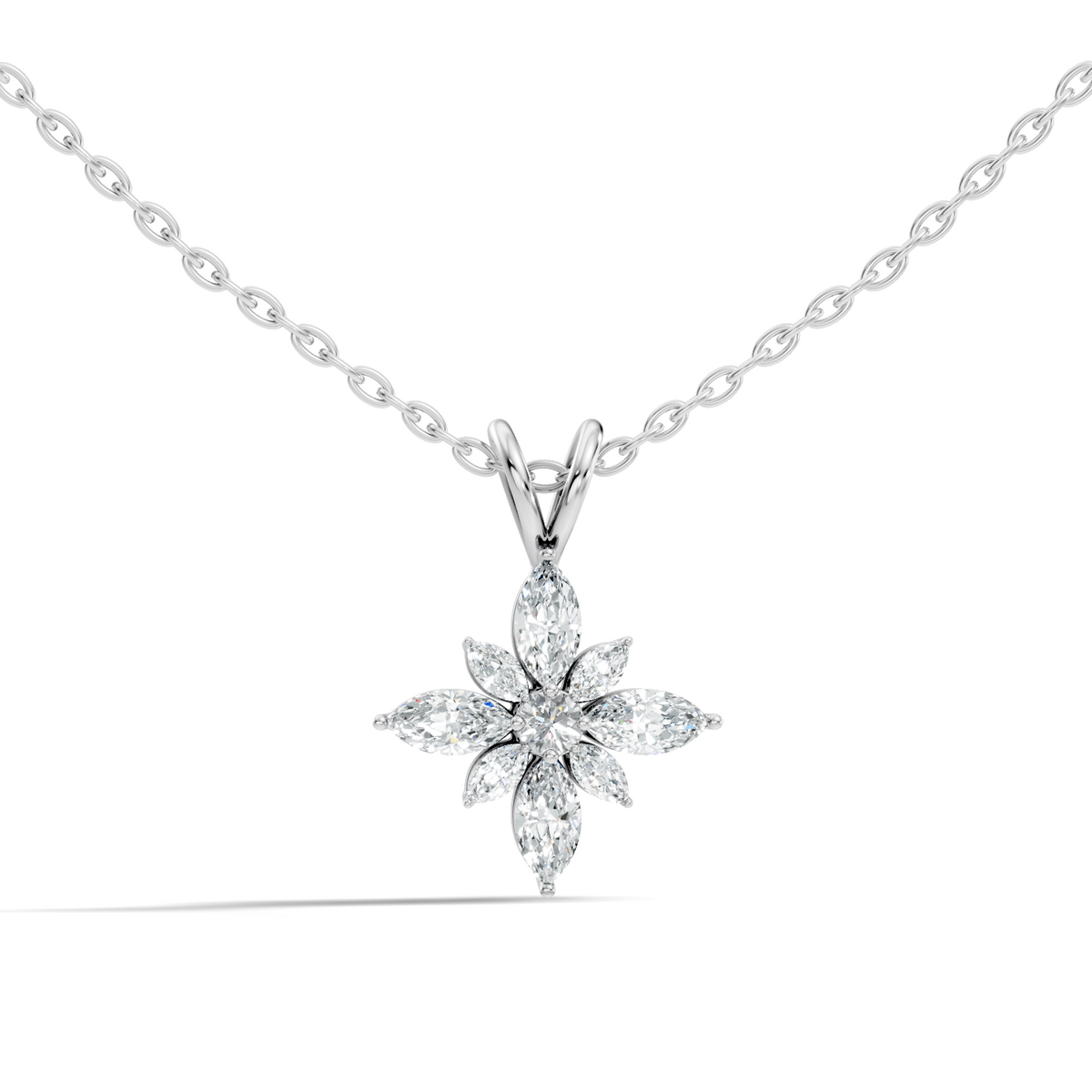 Timeless 14K Gold Marquise Cut Diamond Necklace Vintage Inspired Anniversary Gift For Her - HIGHCARAT DIAMONDS