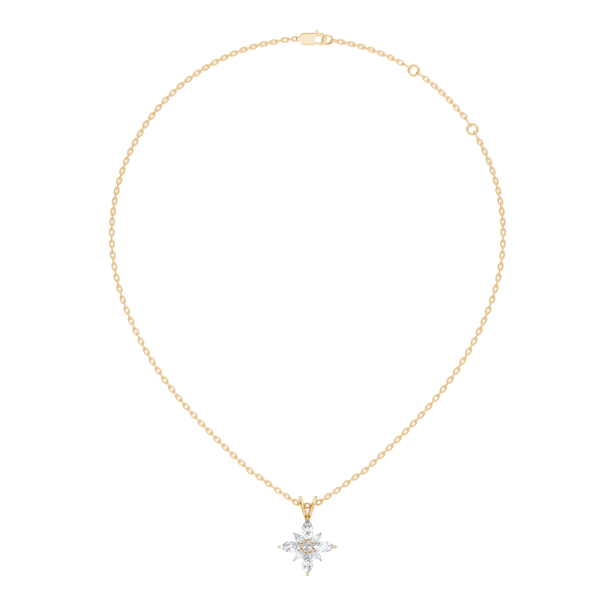 Timeless 14K Gold Marquise Cut Diamond Necklace Vintage Inspired Anniversary Gift For Her - HIGHCARAT DIAMONDS