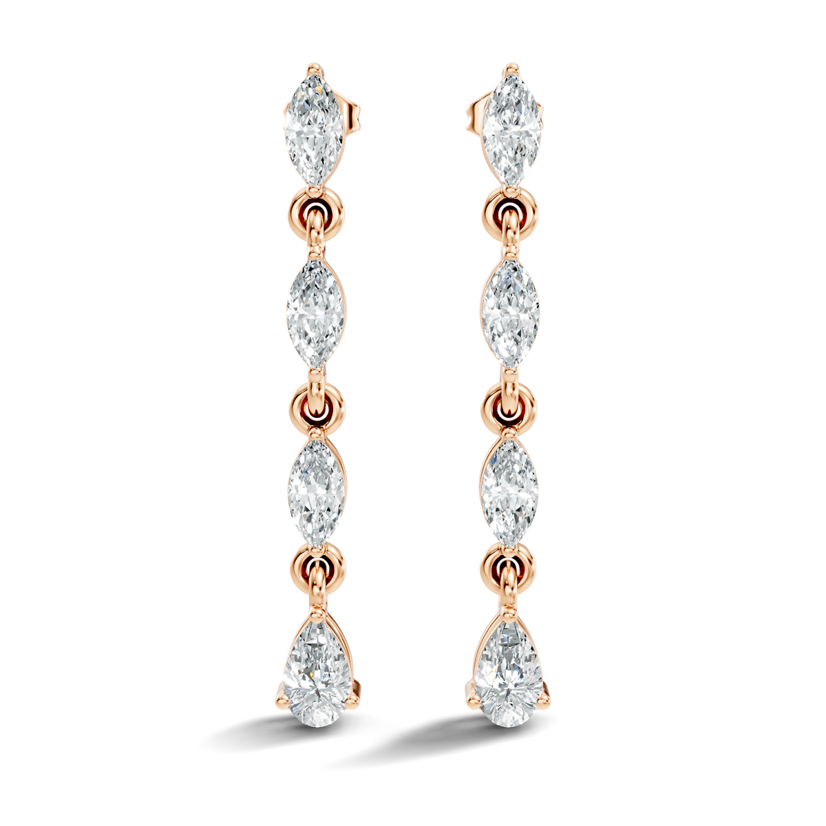 14K Gold Minimalist Earring Studs Marquise & Pear Drop Earrings For Party Wear - HIGHCARAT DIAMONDS