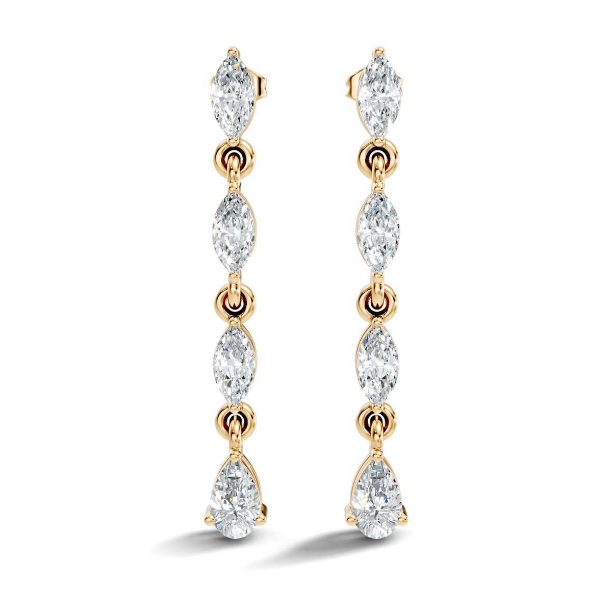 14K Gold Minimalist Earring Studs Marquise & Pear Drop Earrings For Party Wear - HIGHCARAT DIAMONDS