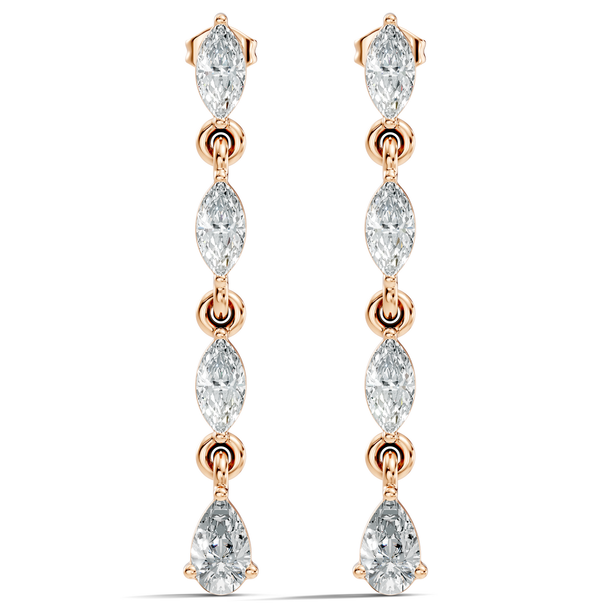 14K Gold Minimalist Earring Studs Marquise & Pear Drop Earrings For Party Wear - HIGHCARAT DIAMONDS