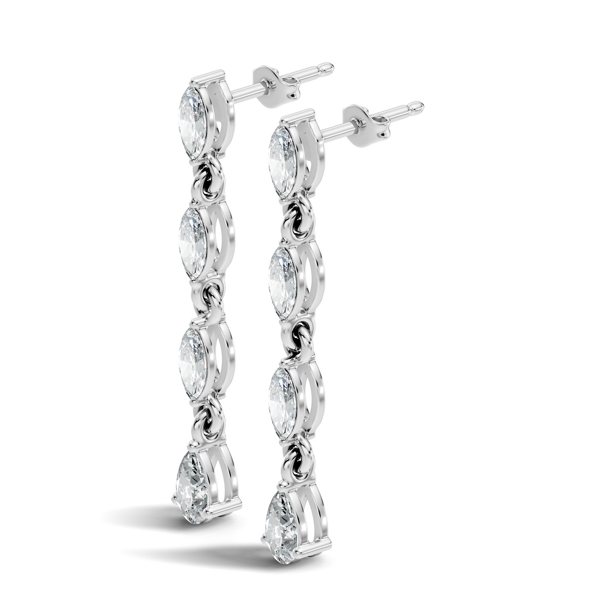 14K Gold Minimalist Earring Studs Marquise & Pear Drop Earrings For Party Wear - HIGHCARAT DIAMONDS
