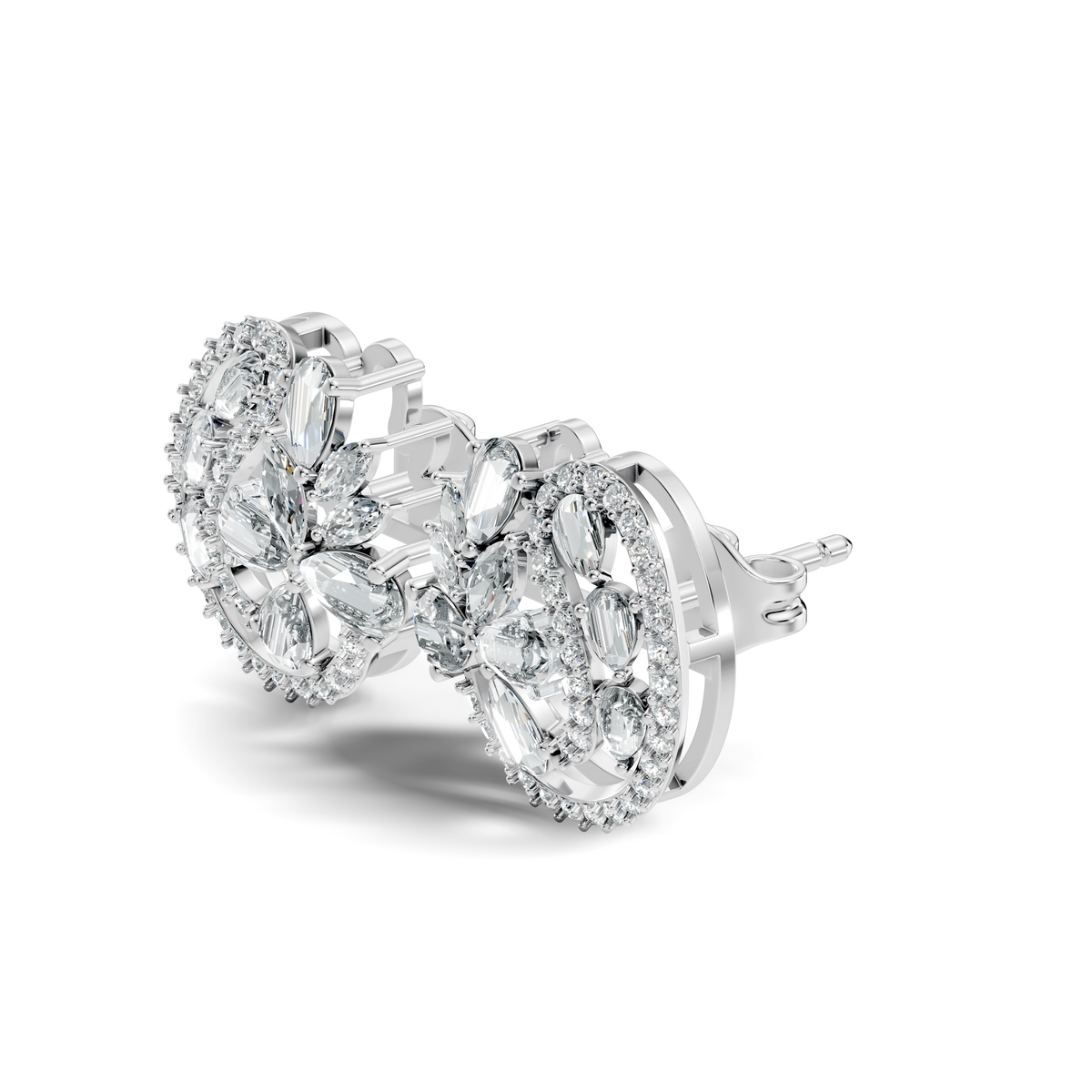 Vintage Marquise and Pear Diamond Stud Earrings In 18K Solid Yellow Gold For Her - HIGHCARAT DIAMONDS