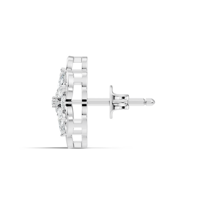 10k Solid White Gold Marquise & Round Cut Lab Grown & Natural Diamond Earrings For Women - HIGHCARAT DIAMONDS