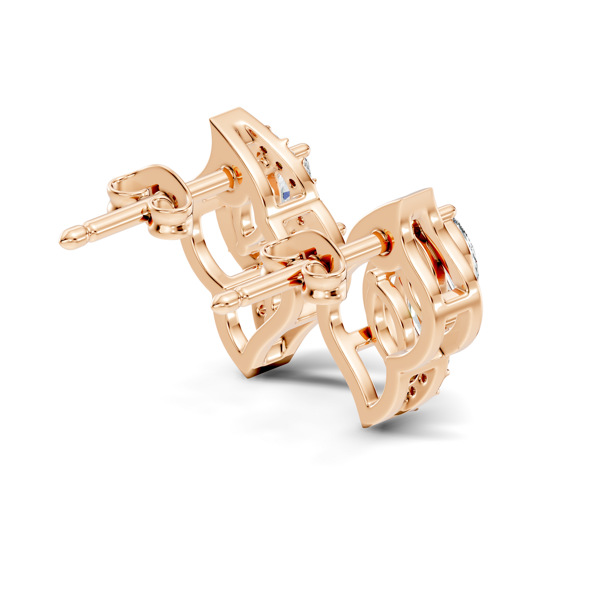 Marquise And Round Cut Lab Grown Diamond Earring Antique Delicate Daily wear Stud Earring For Women's - HIGHCARAT DIAMONDS
