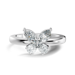 Marquise and Pear Cut Lab Grown Diamond Unique Butterfly Shape Dainty Prong Set Daily Wear Ring For Her - HIGHCARAT DIAMONDS