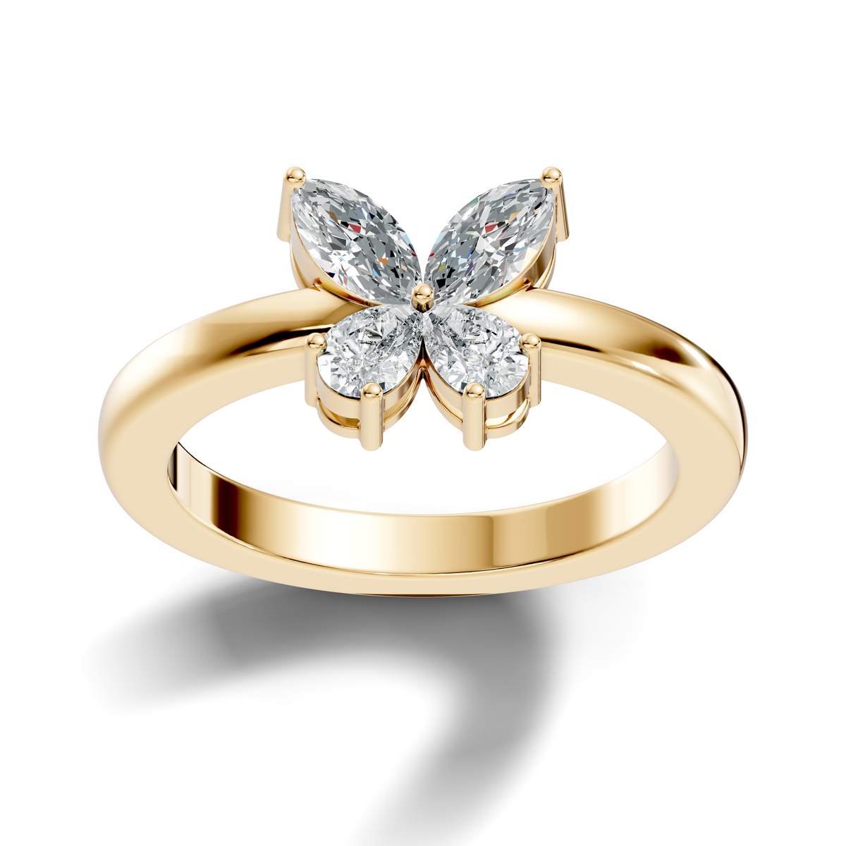 Marquise and Pear Cut Lab Grown Diamond Unique Butterfly Shape Dainty Prong Set Daily Wear Ring For Her - HIGHCARAT DIAMONDS