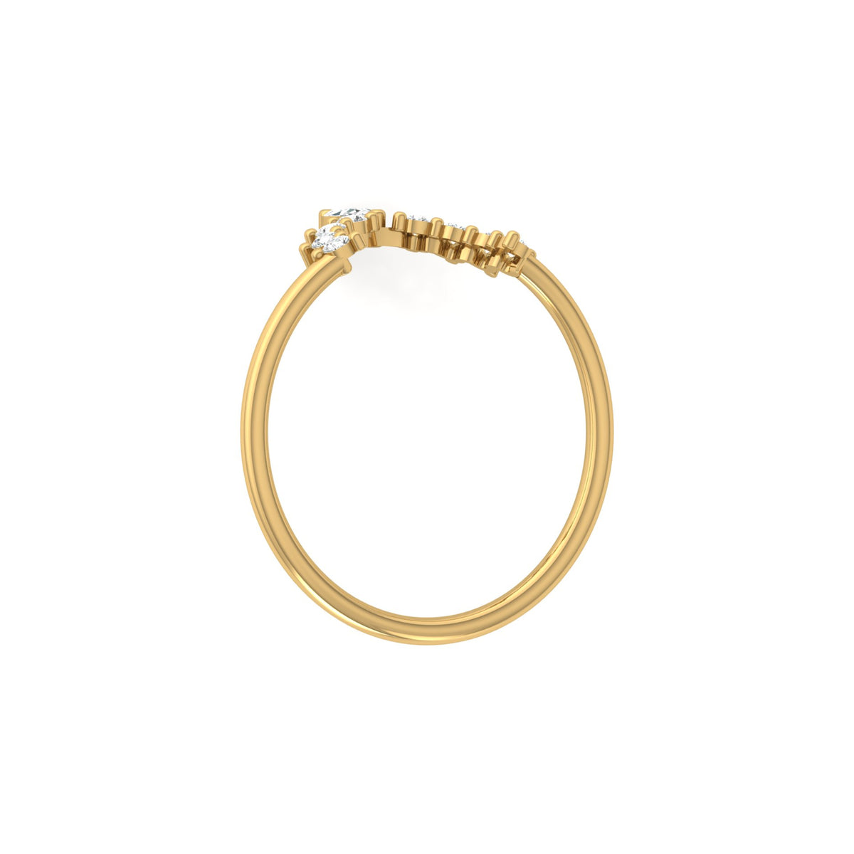 Marquise and Round Diamond Tiara Crown Ring In 14KT Gold Elegant Stacking Or Wedding Band for Women's - HIGHCARAT DIAMONDS