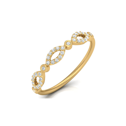 Marquise and Round Diamond Wedding Band Ring Stackable Design for Women in 14 KT Solid Gold - HIGHCARAT DIAMONDS
