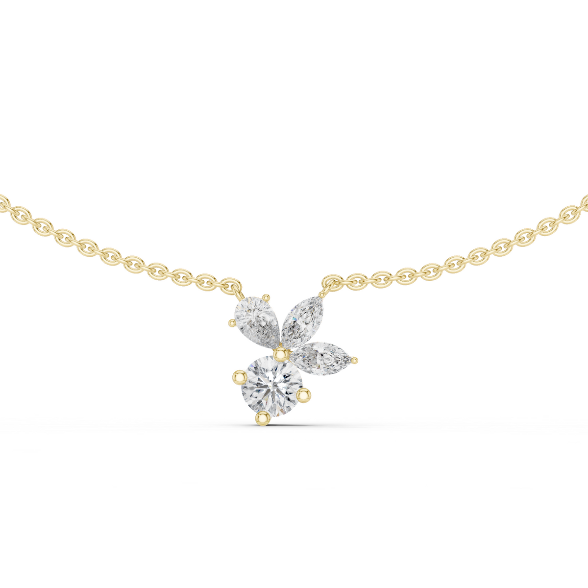 2.21 Carat Marquise ,Pear & Round Shape Lab Grown  Solitaire Vintage Four Stone Diamond Necklace For Party Wear Look - HIGHCARAT DIAMONDS