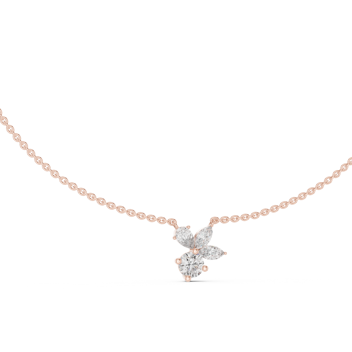 2.21 Carat Marquise ,Pear & Round Shape Lab Grown  Solitaire Vintage Four Stone Diamond Necklace For Party Wear Look - HIGHCARAT DIAMONDS